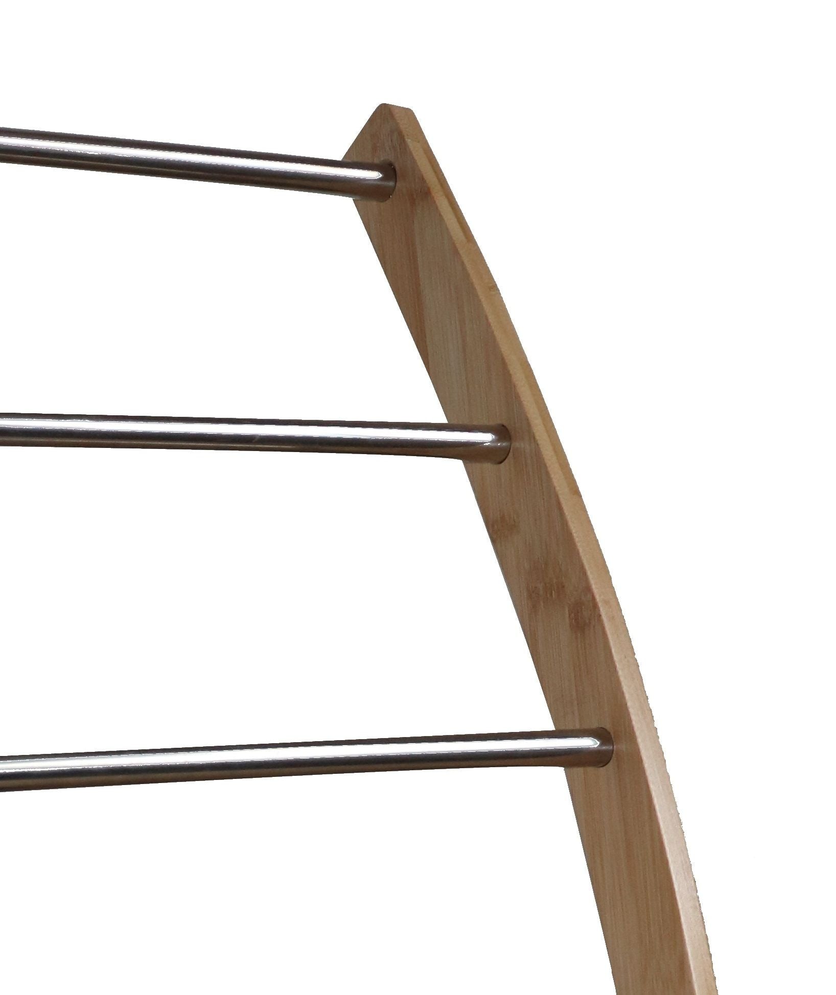 Bamboo Towel Bar Metal Holder Rack 3-Tier Freestanding and Bottom shelf for Bathroom - SILBERSHELL