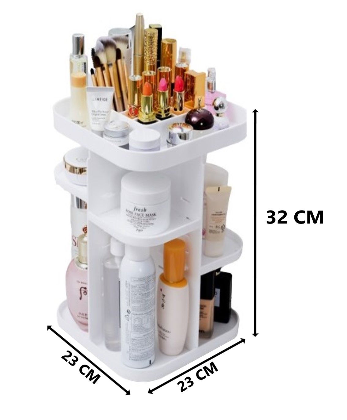 360 Rotating Large Capacity Makeup Organizer for Bedroom and Bathroom (White) - SILBERSHELL