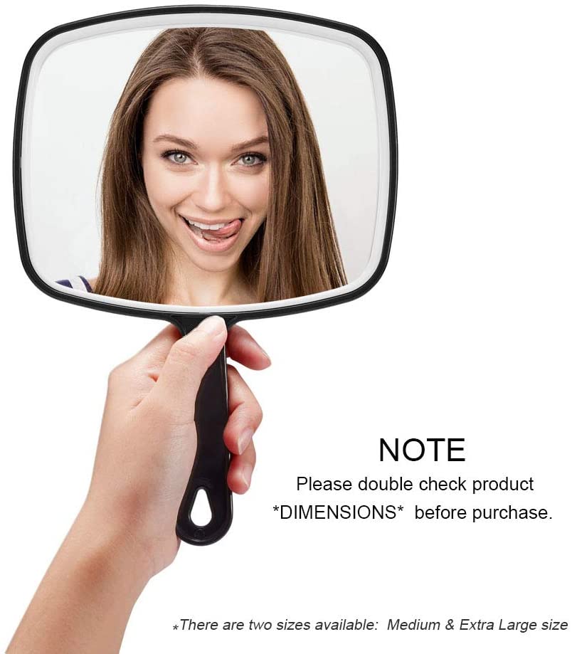 Extra Large Black Handheld Mirror with Handle (24 x 16 cm) - SILBERSHELL