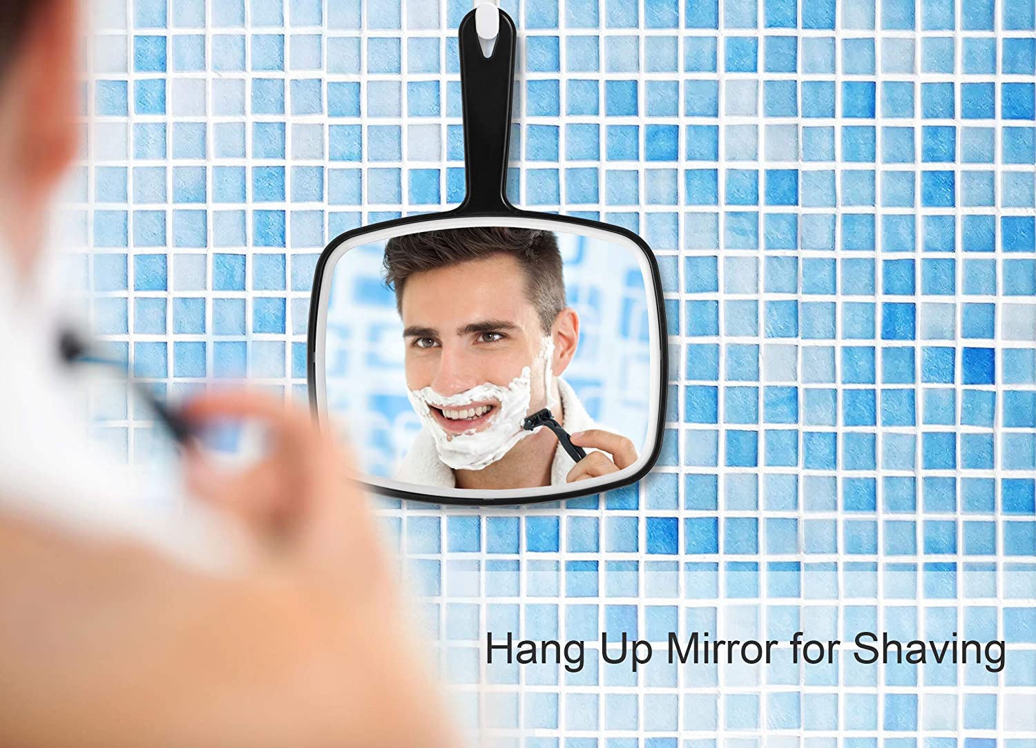 Extra Large Black Handheld Mirror with Handle (24 x 16 cm) - SILBERSHELL