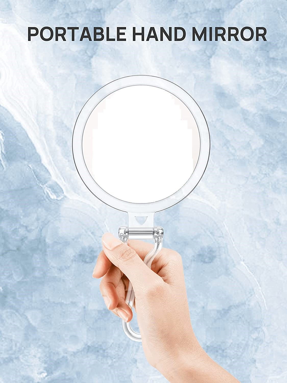 Double-Sided 1X/10X Magnifying Foldable Makeup Mirror for Handheld, Table and Travel Usage - SILBERSHELL