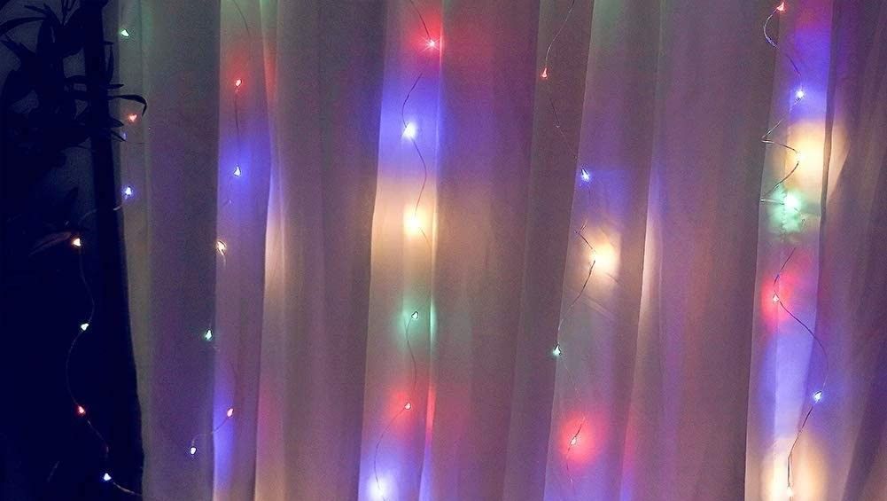 300 LEDs Window Curtain Fairy Lights 8 Modes and Remote Control for Bedroom (Multicolor, 300 x 300cm) - SILBERSHELL