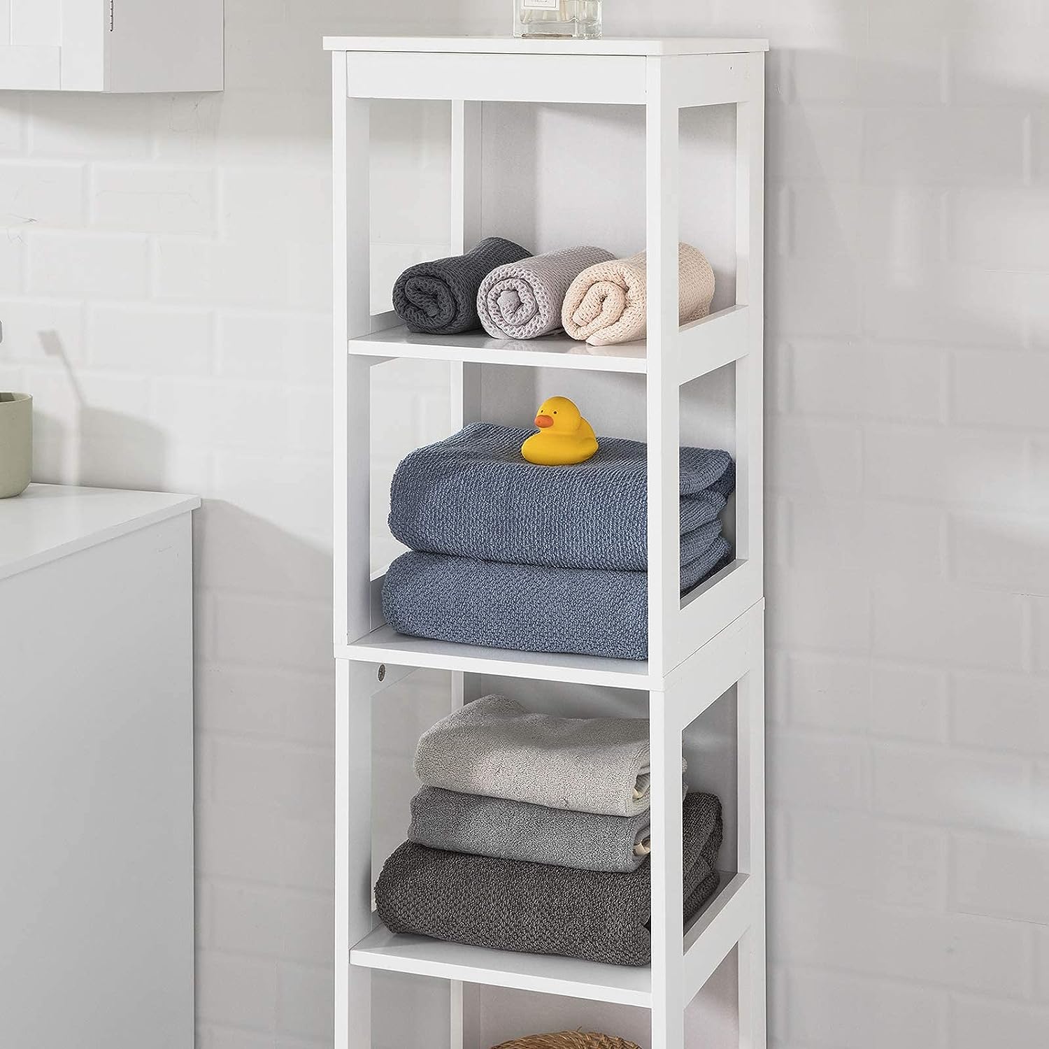 5 Tier Bathroom Shelf Cabinet, White - SILBERSHELL