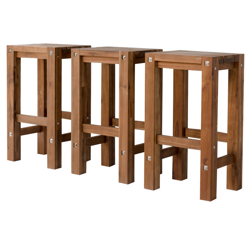 Set of 3 natural bar stools - SILBERSHELL