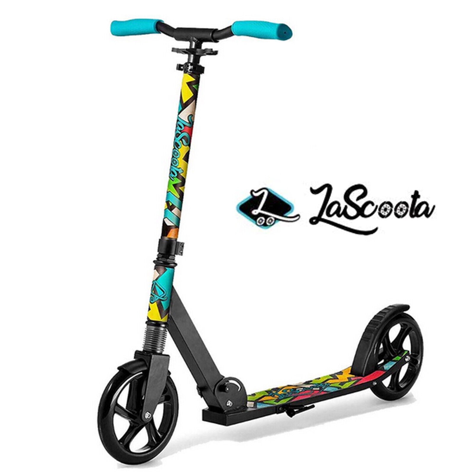 Lascoota Pulse Kick Push Commuter Scooter Teen Adult Graphic Black - SILBERSHELL