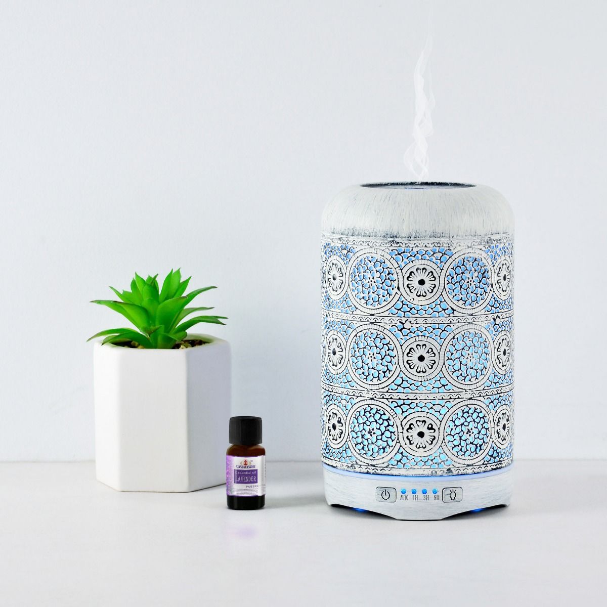 activiva 260ml Metal Essential Oil and Aroma Diffuser-Vintage White - SILBERSHELL