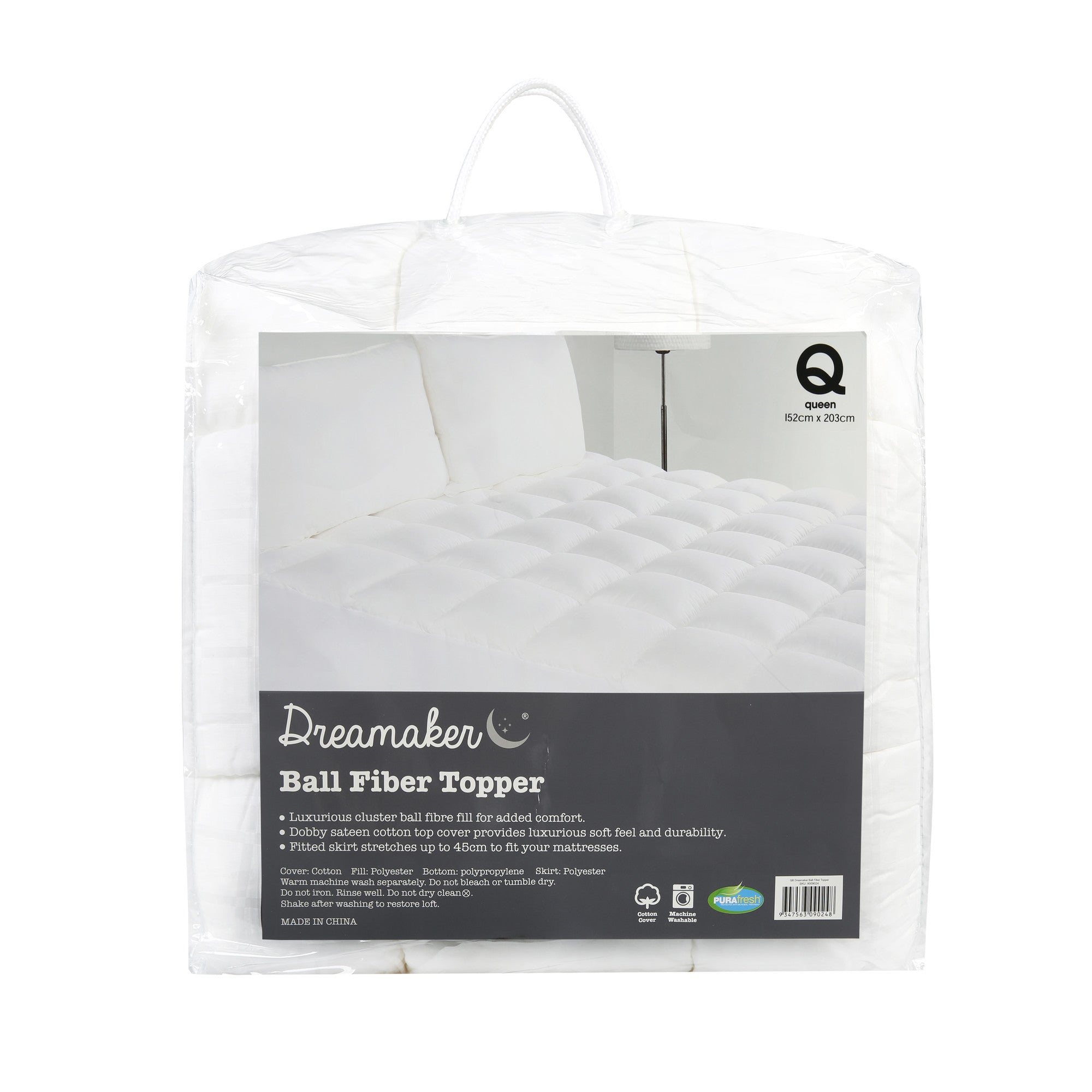 Dreamaker Ball Fibre Mattress Topper 1000Gsm Single Bed - SILBERSHELL