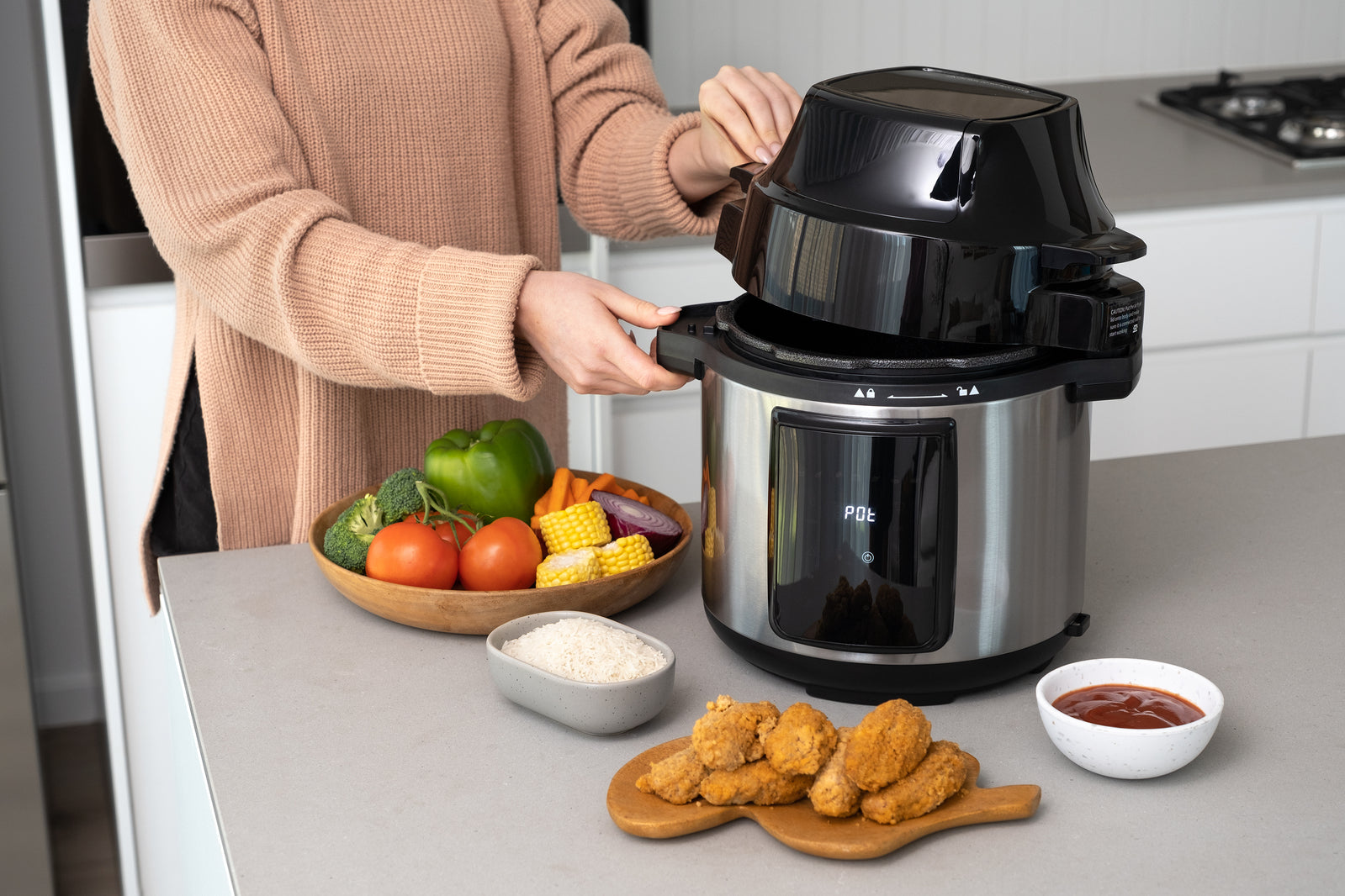 6L Air Fryer + Pressure Cooker (Silver) Kitchen Appliance - SILBERSHELL