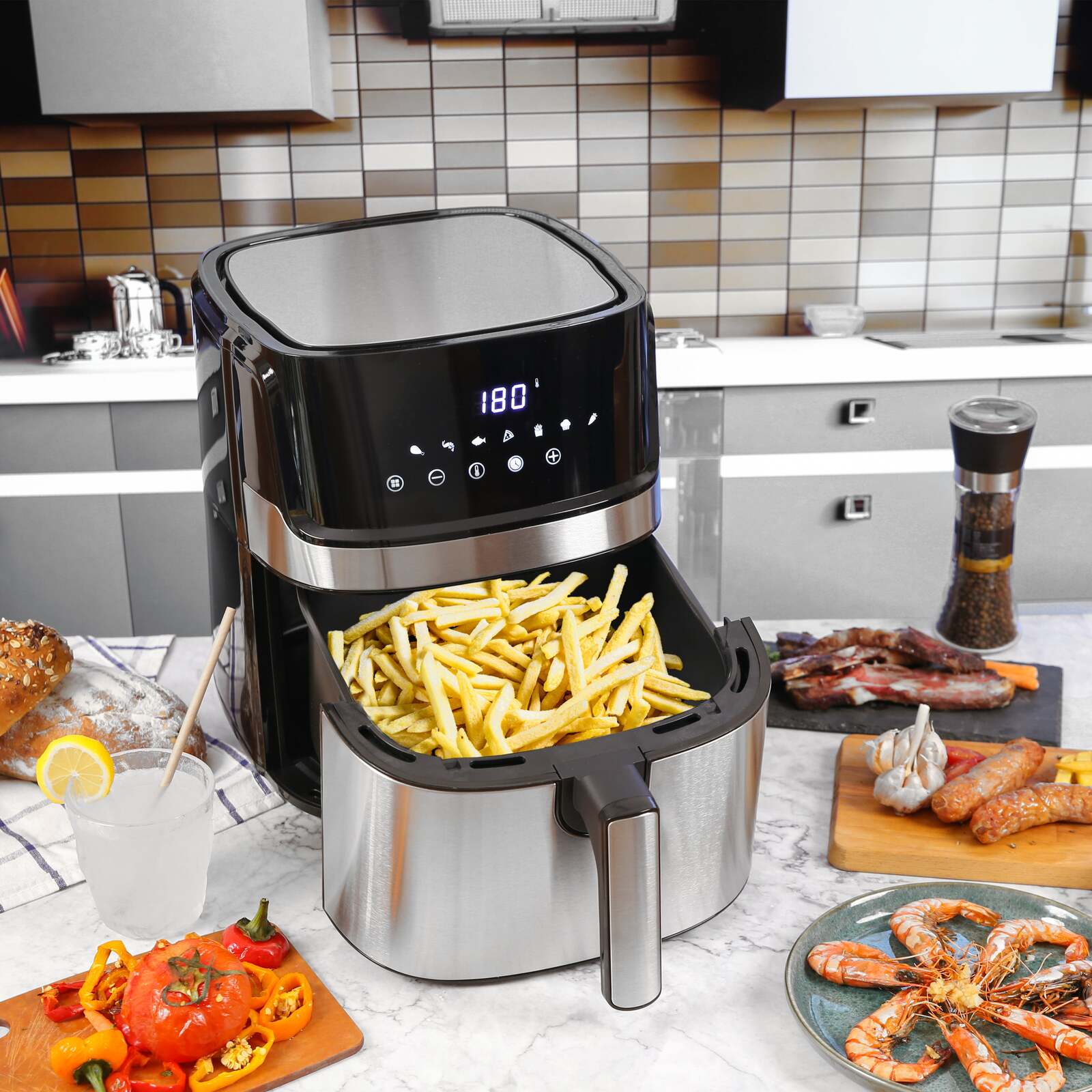 7L Digital Stainless Steel Air Fryer Kitchen Appliance - SILBERSHELL