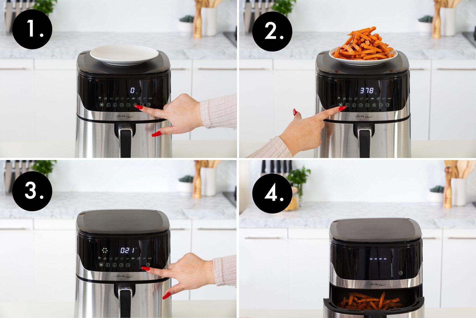 7L Air Fryer Wiz w/ Built-In Scale, 200C, 9 Cooking Programs - SILBERSHELL