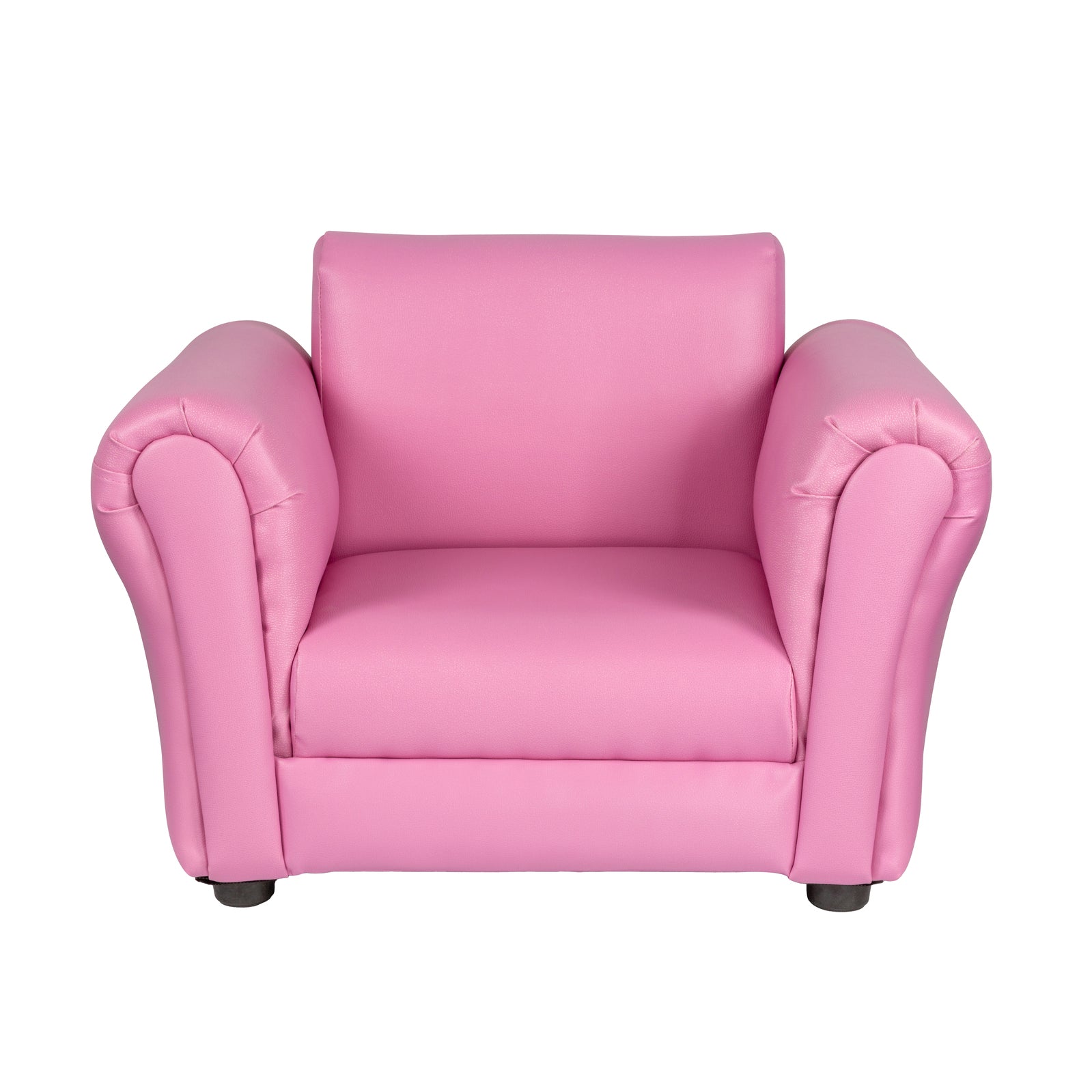 Kids Pink Couch Sofa Chair w/ Footstool in PU Leather - SILBERSHELL