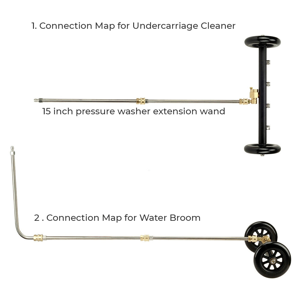 High Pressure Water Spray Broom Car Chassis Undercarriage Cleaner Washer 4000PSI - SILBERSHELL