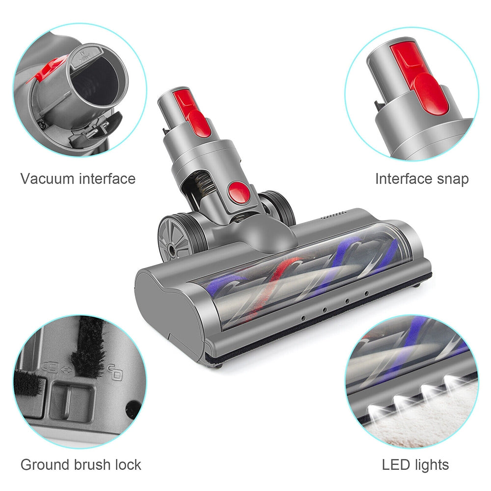 Turbo Brush Roller Head Electric Floor Carpet Head LED For Dyson V7 V8 V10 V11 V15 - SILBERSHELL