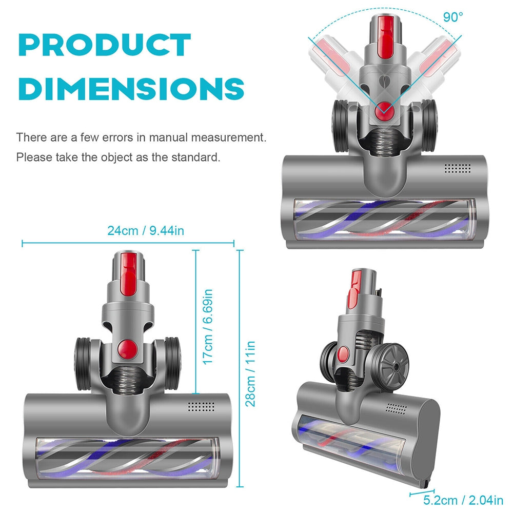 Turbo Brush Roller Head Electric Floor Carpet Head LED For Dyson V7 V8 V10 V11 V15 - SILBERSHELL