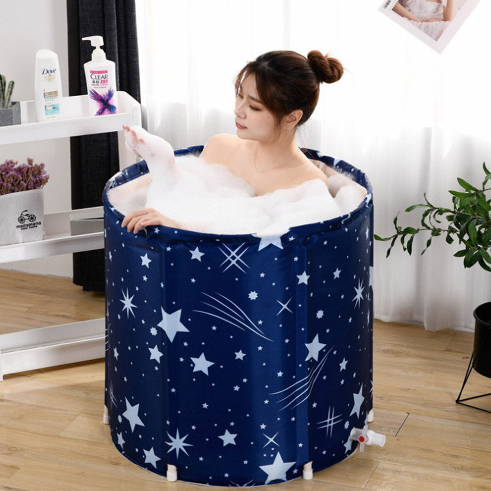 65X70cm Folding Bathtub Portable Water Tub Indoor Room Adult Spa Bath - SILBERSHELL