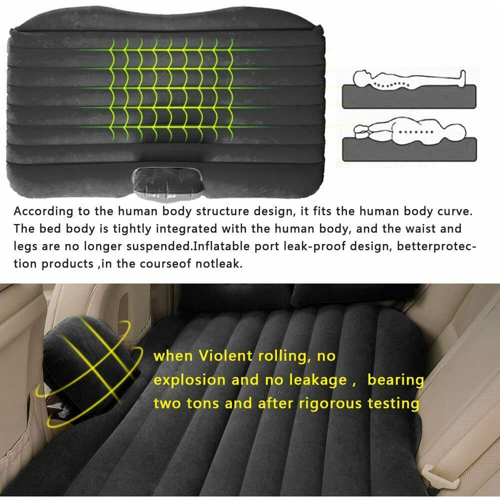 Inflatable Car Back Seat Mattress Portable Camping Travel Air Bed - SILBERSHELL