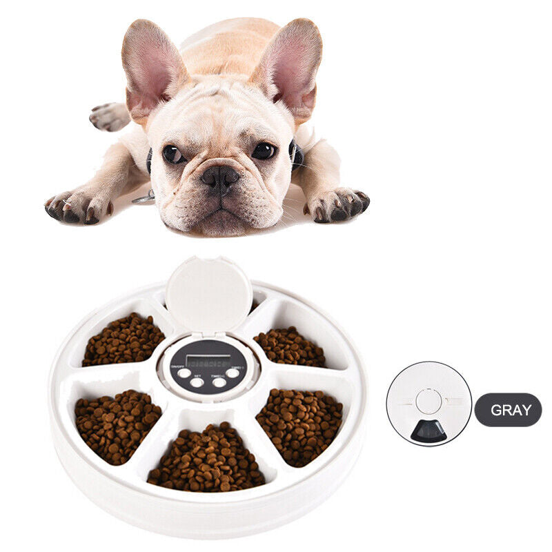 Auto LCD Digital Dog Pet Feeder Dispenser Food Bowl Cat 6 Meal Automatic Program - SILBERSHELL