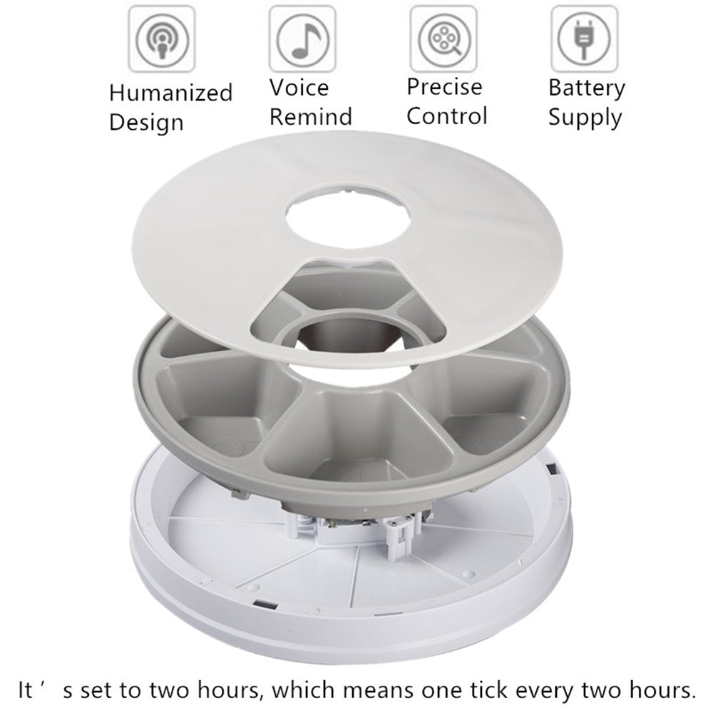 Auto LCD Digital Dog Pet Feeder Dispenser Food Bowl Cat 6 Meal Automatic Program - SILBERSHELL