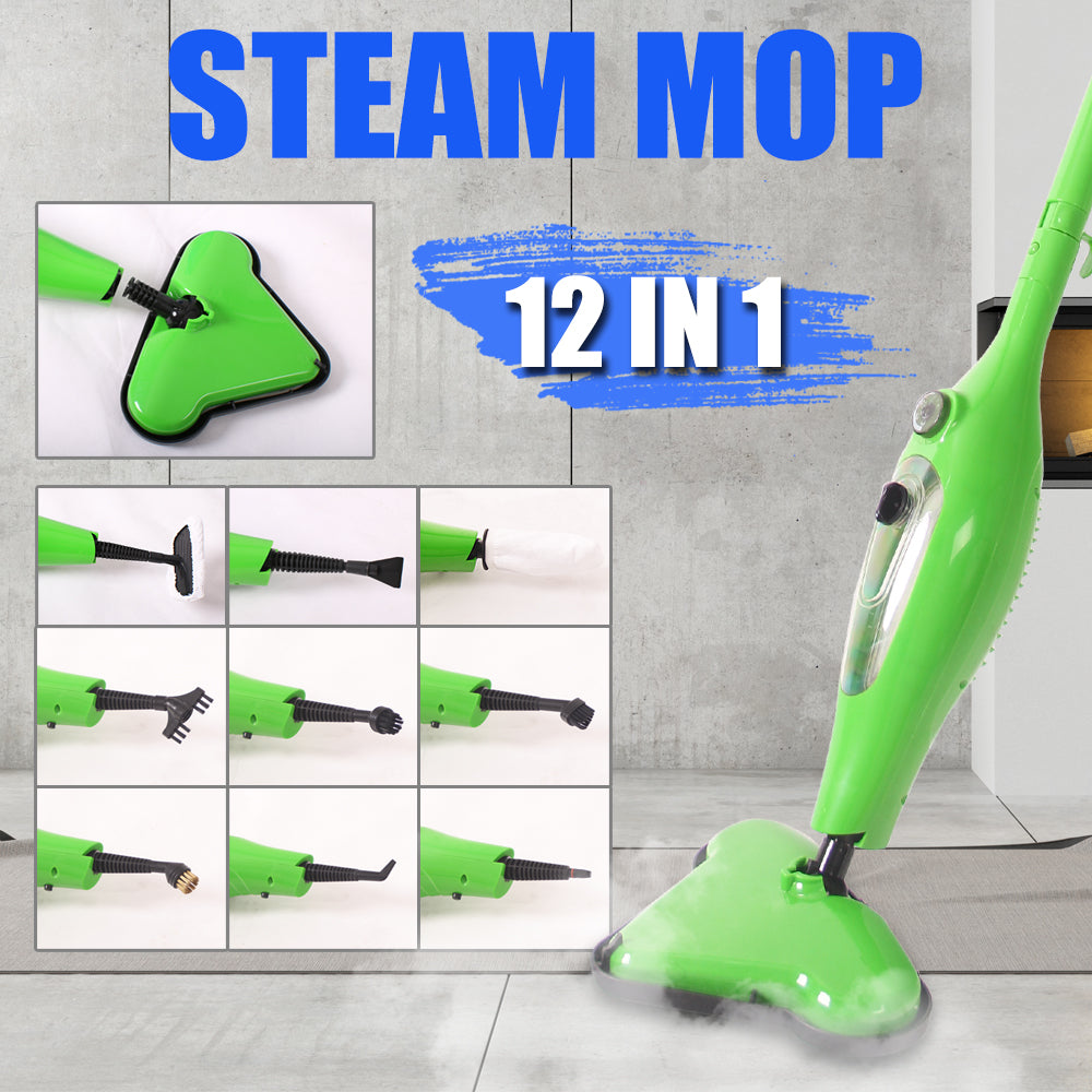 12 in 1 Multi Foldable Steam Mop Handheld Floor Steamer Carpet Cleaning Cleaner - SILBERSHELL