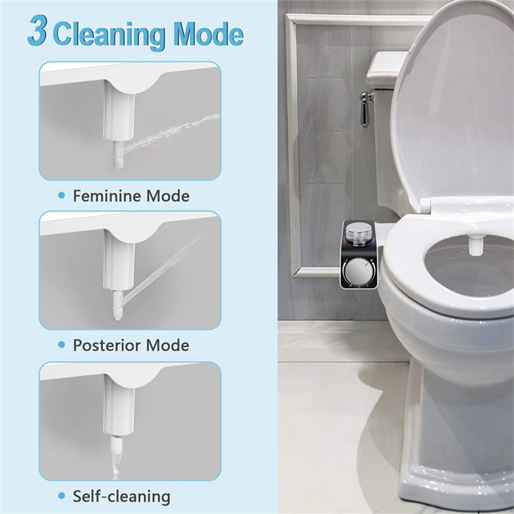 Bidet Toilet Seat Dual Nozzles Self-Cleaning Wash Hot Cold Mixer Water Sprayer - SILBERSHELL