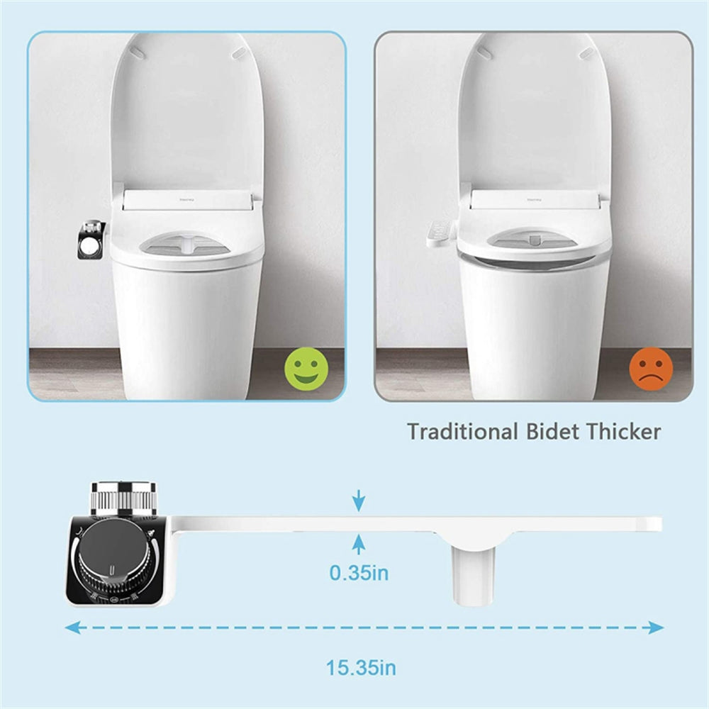 Bidet Toilet Seat Dual Nozzles Self-Cleaning Wash Hot Cold Mixer Water Sprayer - SILBERSHELL