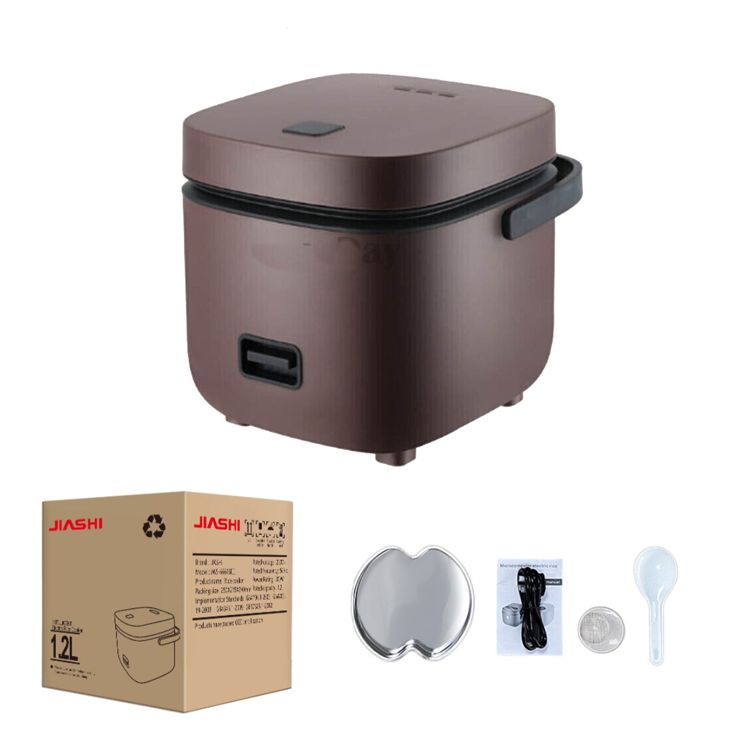 1.2L Mini Rice Cooker Non-stick Pot - Brown - SILBERSHELL