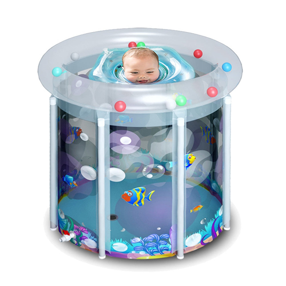 Portable Children Pool Home Transparent Inflatable PVC Bathtub Barrel Bucket - SILBERSHELL