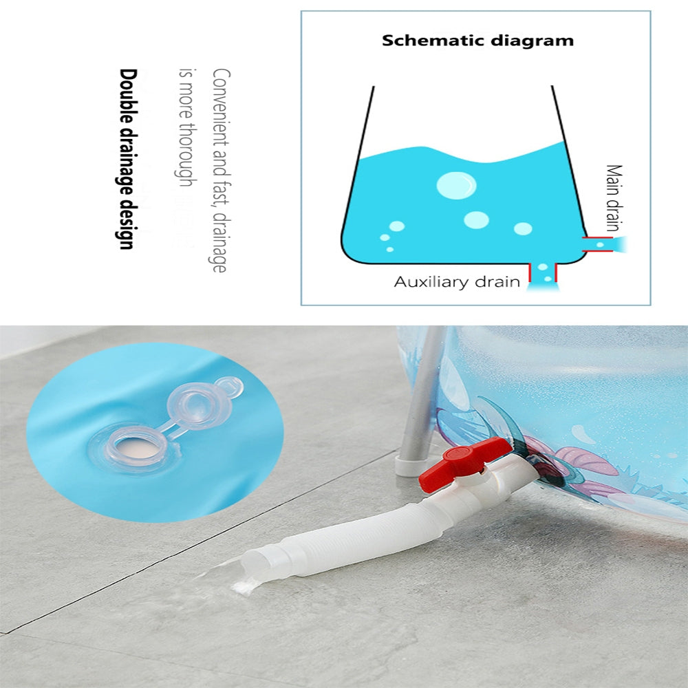 Portable Children Pool Home Transparent Inflatable PVC Bathtub Barrel Bucket - SILBERSHELL