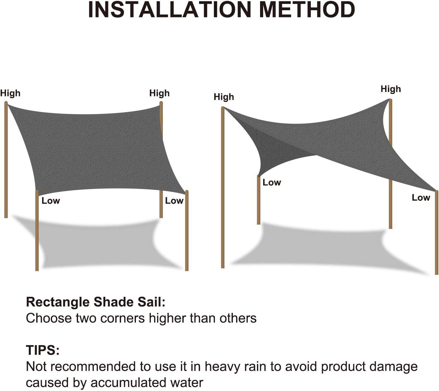 Waterproof Shade Sail Awning Cloth Rectangle Triangle Square Sand Sun Canopy AU - SILBERSHELL