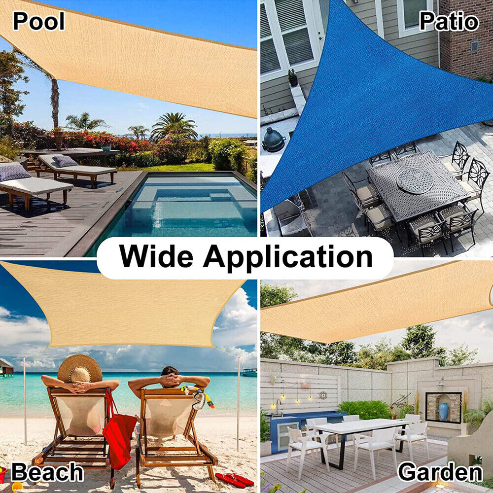 Waterproof Shade Sail Awning Cloth Rectangle Triangle Square Sand Sun Canopy AU - SILBERSHELL