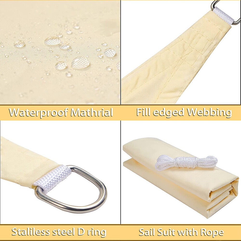 Waterproof Shade Sail Awning Cloth Rectangle Triangle Square Sand Sun Canopy AU - SILBERSHELL