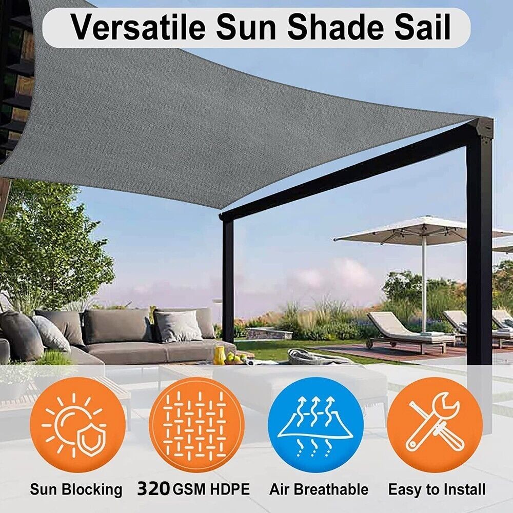 Waterproof Shade Sail Awning Cloth Rectangle Triangle Square Sand Sun Canopy AU - SILBERSHELL