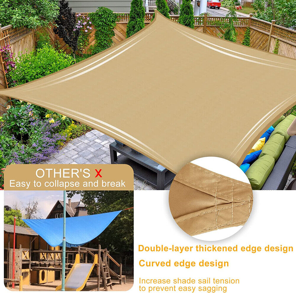 Waterproof Shade Sail Awning Cloth Rectangle Triangle Square Sand Sun Canopy AU - SILBERSHELL