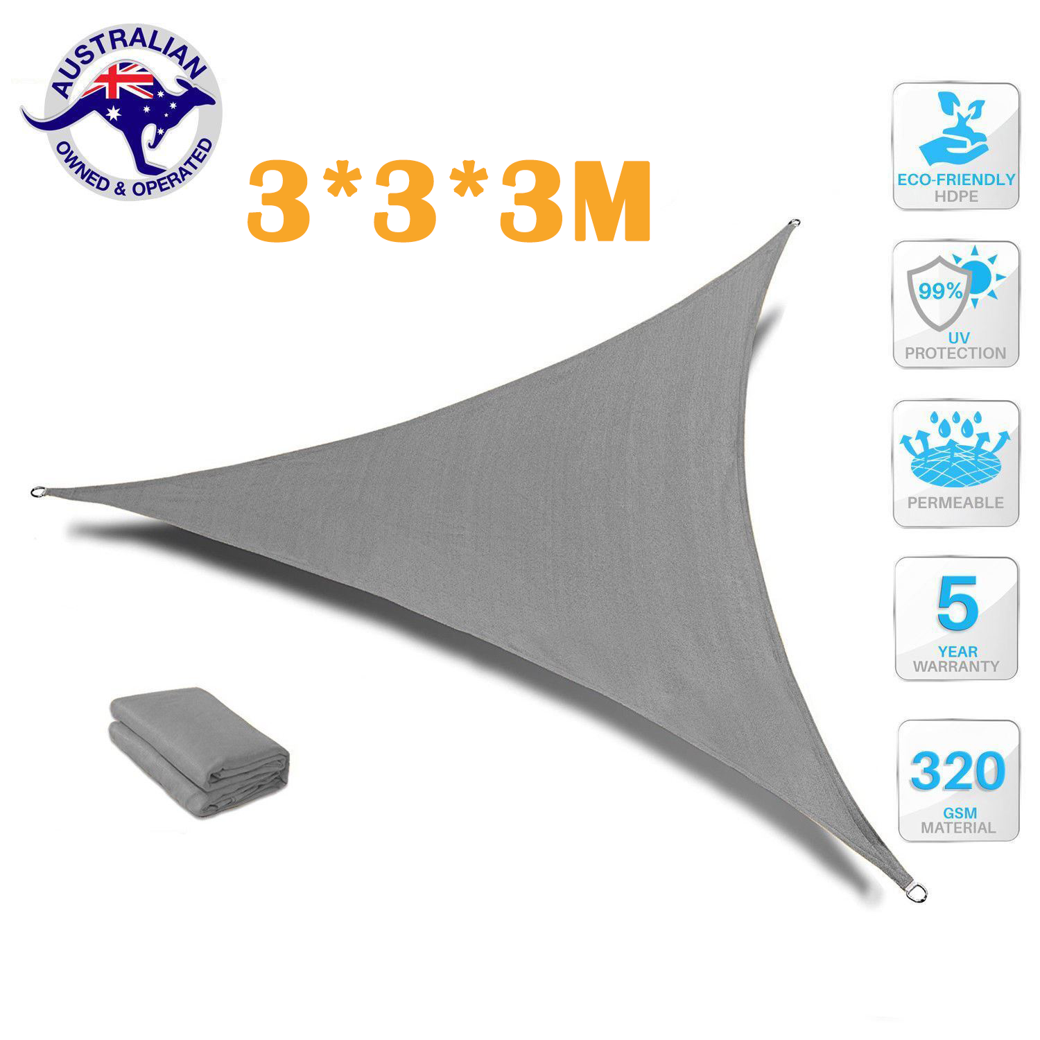 Heavy Duty Waterproof Sun Shade Sail Square Rectangle 320GSM HDPE 98% UV Block - SILBERSHELL