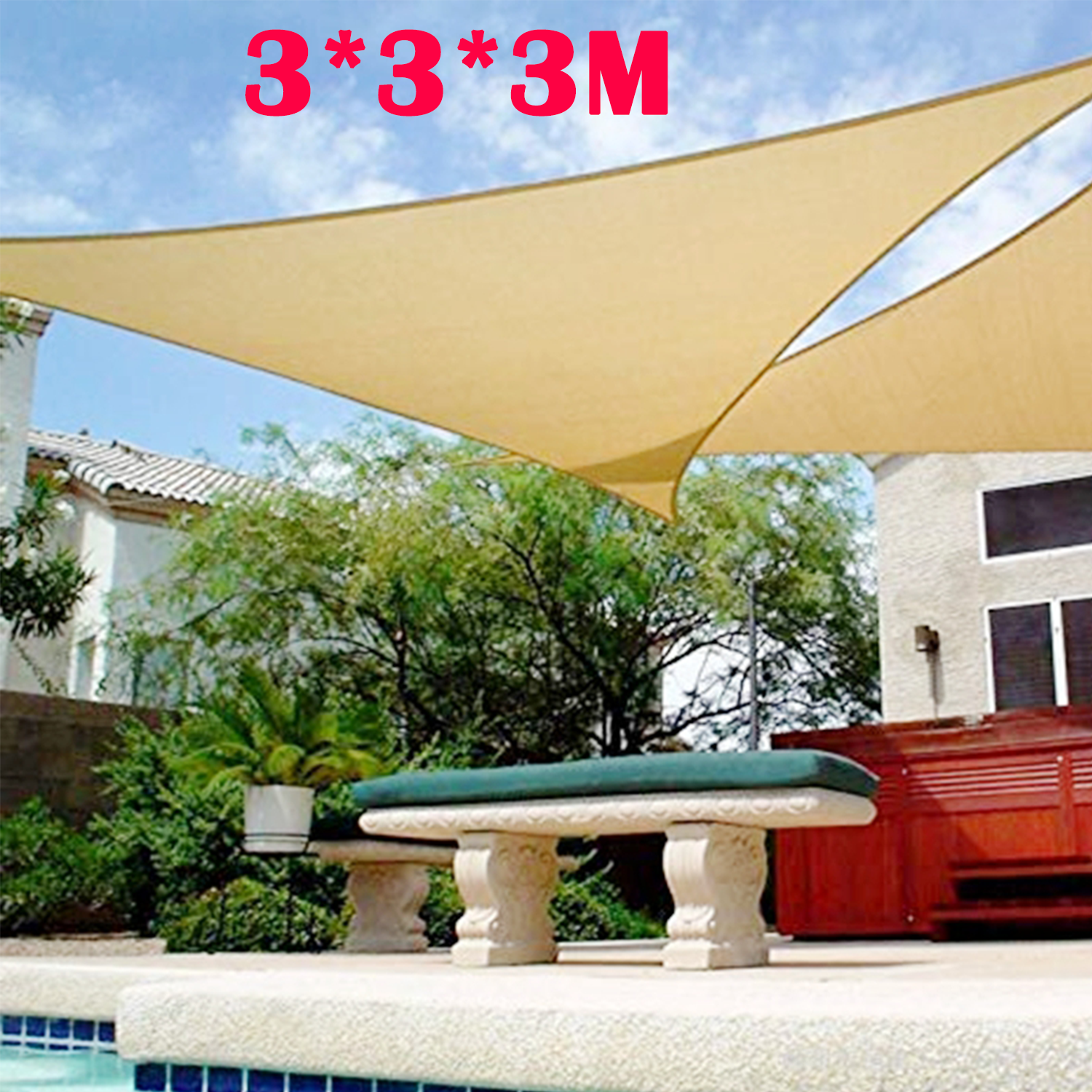 Heavy Duty Waterproof Sun Shade Sail Square Rectangle 320GSM HDPE 98% UV Block - SILBERSHELL