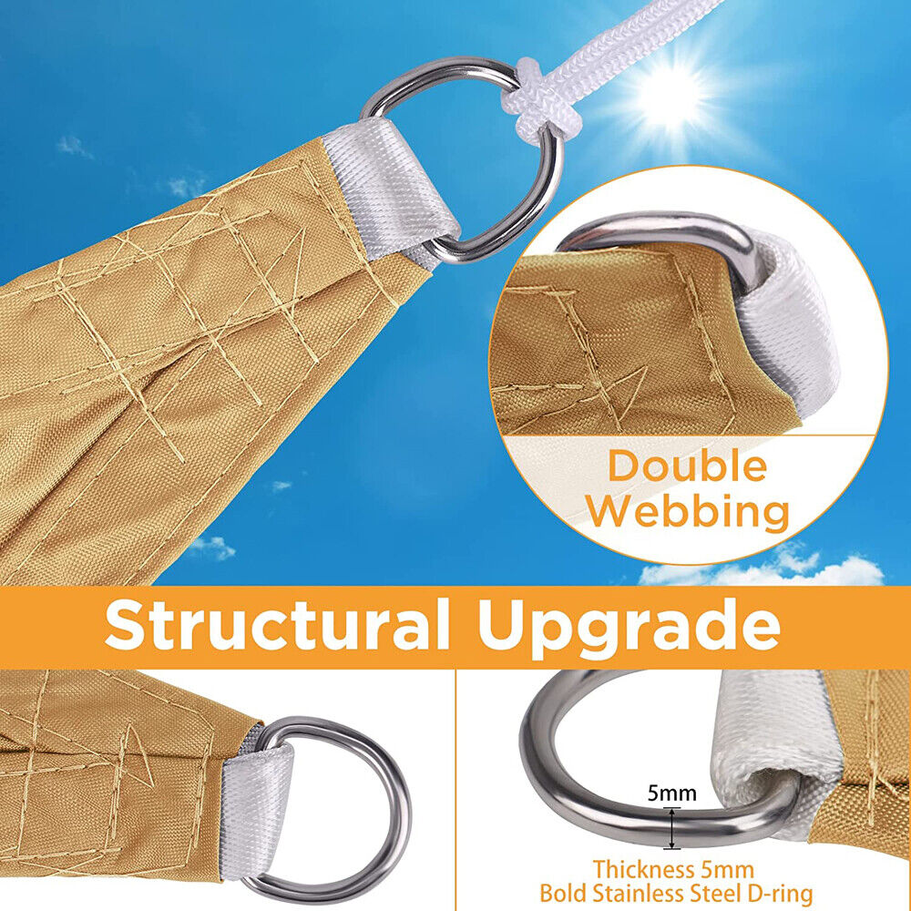 Heavy Duty Waterproof Sun Shade Sail Square Rectangle 320GSM HDPE 98% UV Block - SILBERSHELL