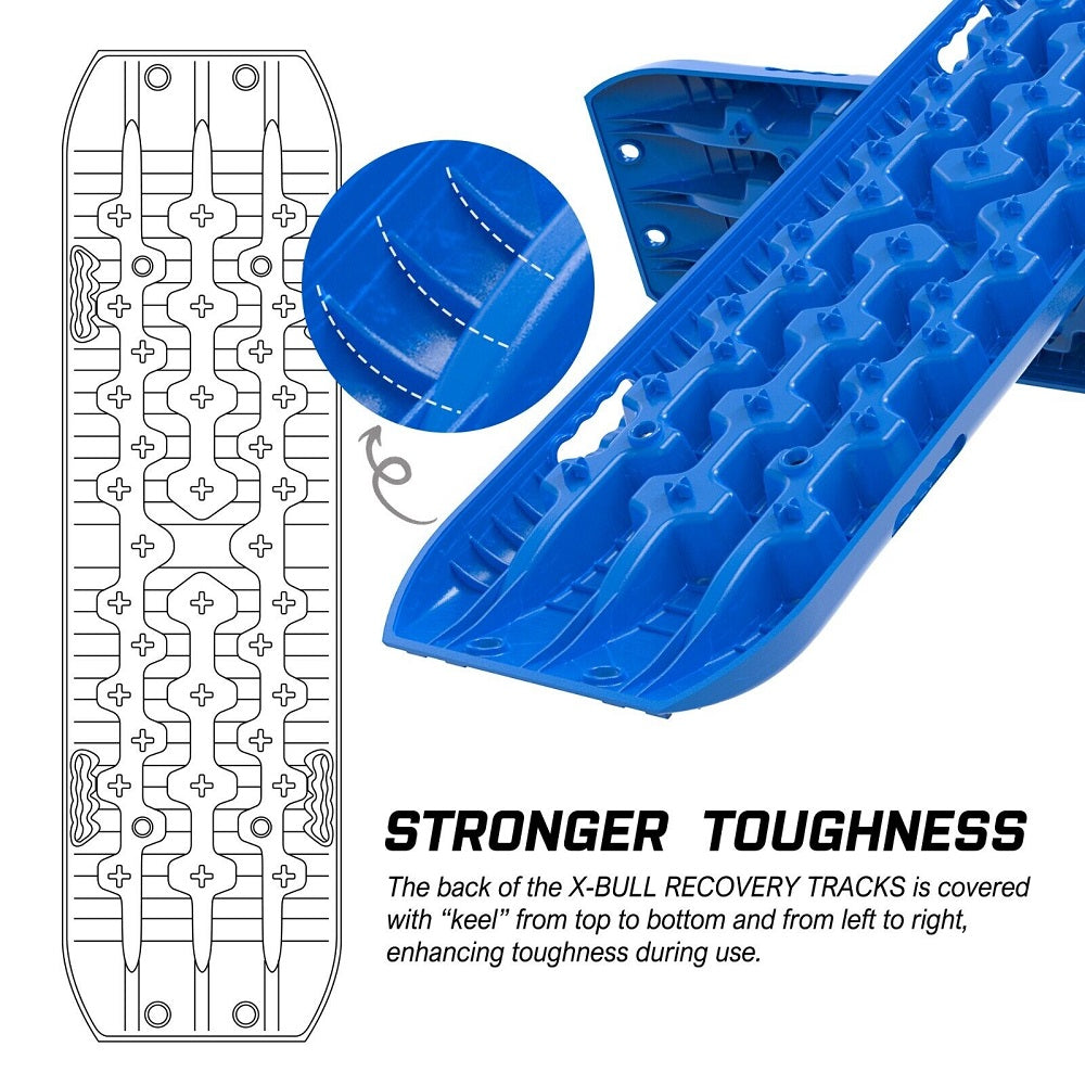 X-BULL Recovery tracks kit Boards 4WD strap mounting 4x4 Sand Snow Car qrange GEN3.0 6pcs blue - SILBERSHELL