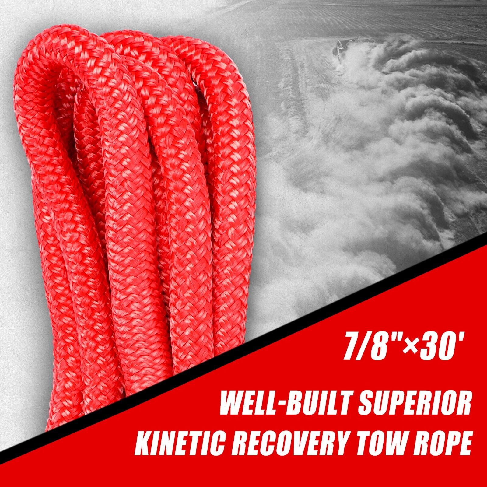 X-BULL Kinetic Rope 22mm x 9m Snatch Strap Recovery Kit Dyneema Tow Winch - SILBERSHELL