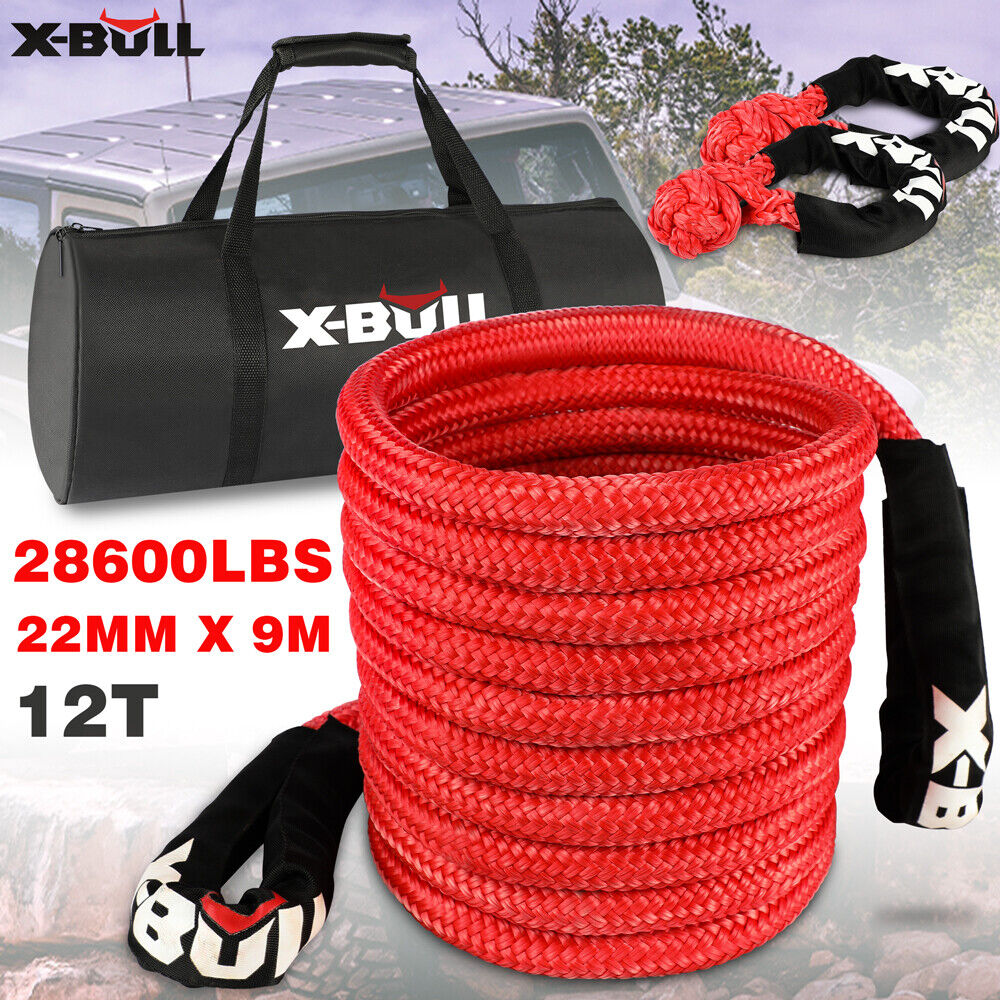 X-BULL Kinetic Rope 22mm x 9m Snatch Strap Recovery Kit Dyneema Tow Winch - SILBERSHELL