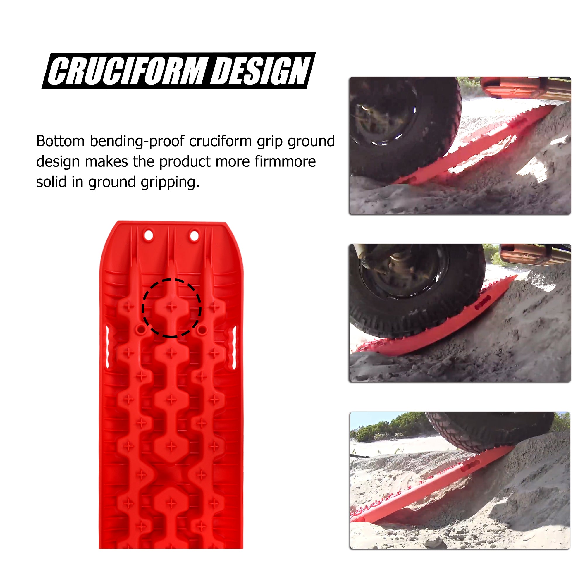 X-BULL 2 Pairs Recovery tracks Sand Mud Snow 4WD / 4x4 ATV Offroad Stronger Gen 3.0 - Red - SILBERSHELL