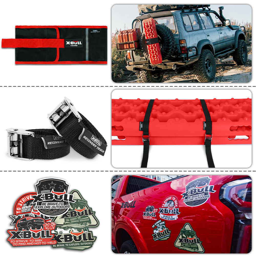 X-BULL 2 Pairs Recovery tracks Sand Mud Snow 4WD / 4x4 ATV Offroad Stronger Gen 3.0 - Red - SILBERSHELL