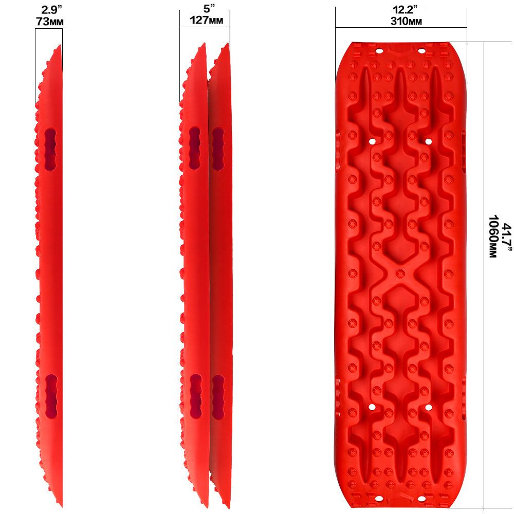 X-BULL 2 Pairs Recovery tracks Sand Mud Snow 4WD / 4x4 ATV Offroad Stronger Gen 3.0 - Red - SILBERSHELL