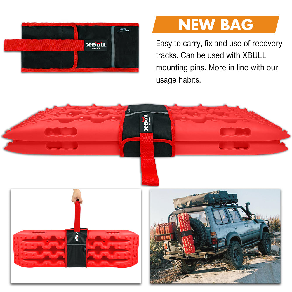 X-BULL 2 Pairs Recovery tracks Sand Mud Snow 4WD / 4x4 ATV Offroad Stronger Gen 3.0 - Red - SILBERSHELL