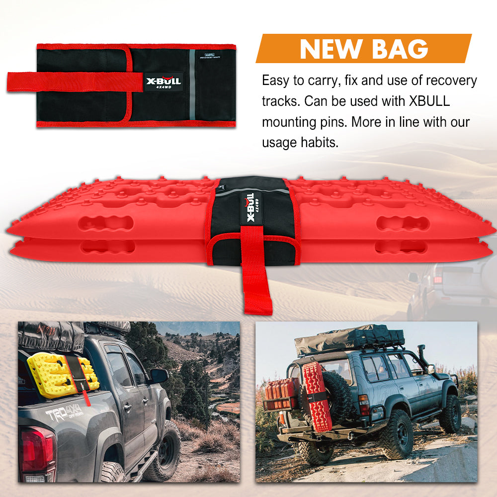 X-BULL 2 Pairs Recovery tracks Sand Mud Snow 4WD / 4x4 ATV Offroad Stronger Gen 3.0 - Red - SILBERSHELL