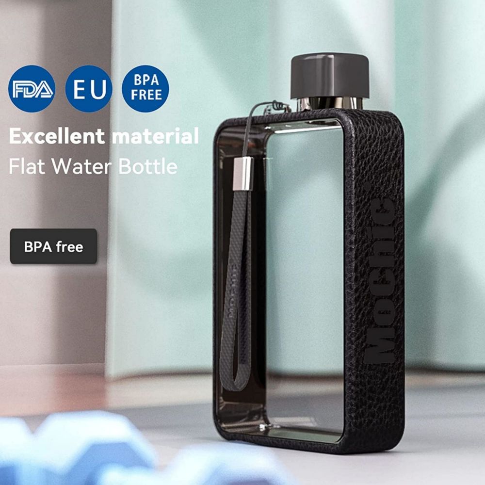 A5 Flat Water Bottle for Warm Drink ( Black ) - SILBERSHELL