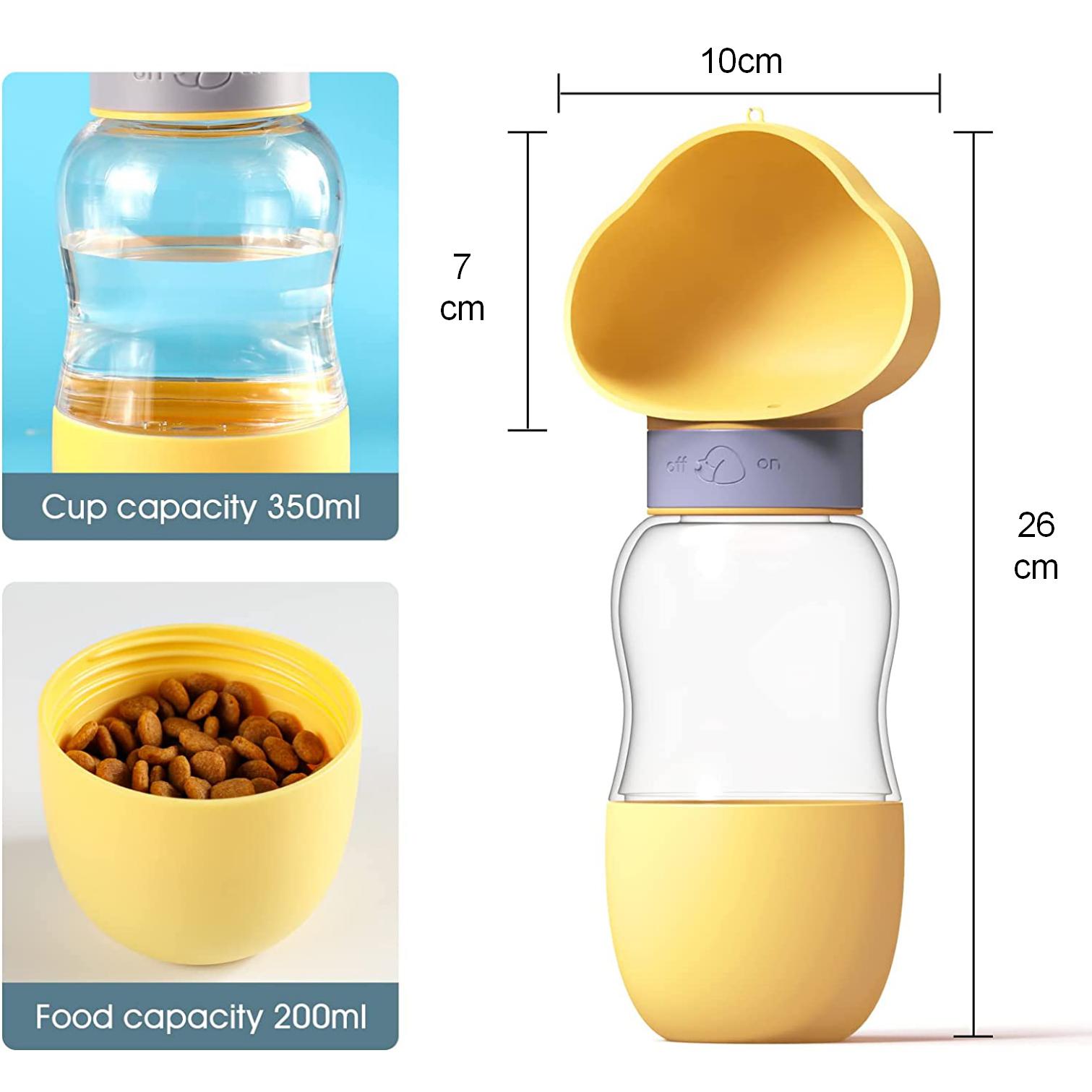 Portable Dog Water Bottle with Food Container Leak Proof Dog Water Dispenser(White) - SILBERSHELL