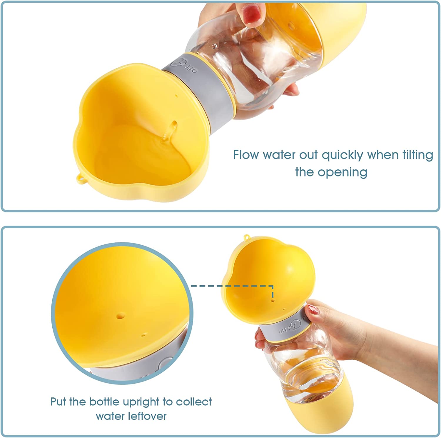 Portable Dog Water Bottle with Food Container Leak Proof Dog Water Dispenser(Yellow) - SILBERSHELL