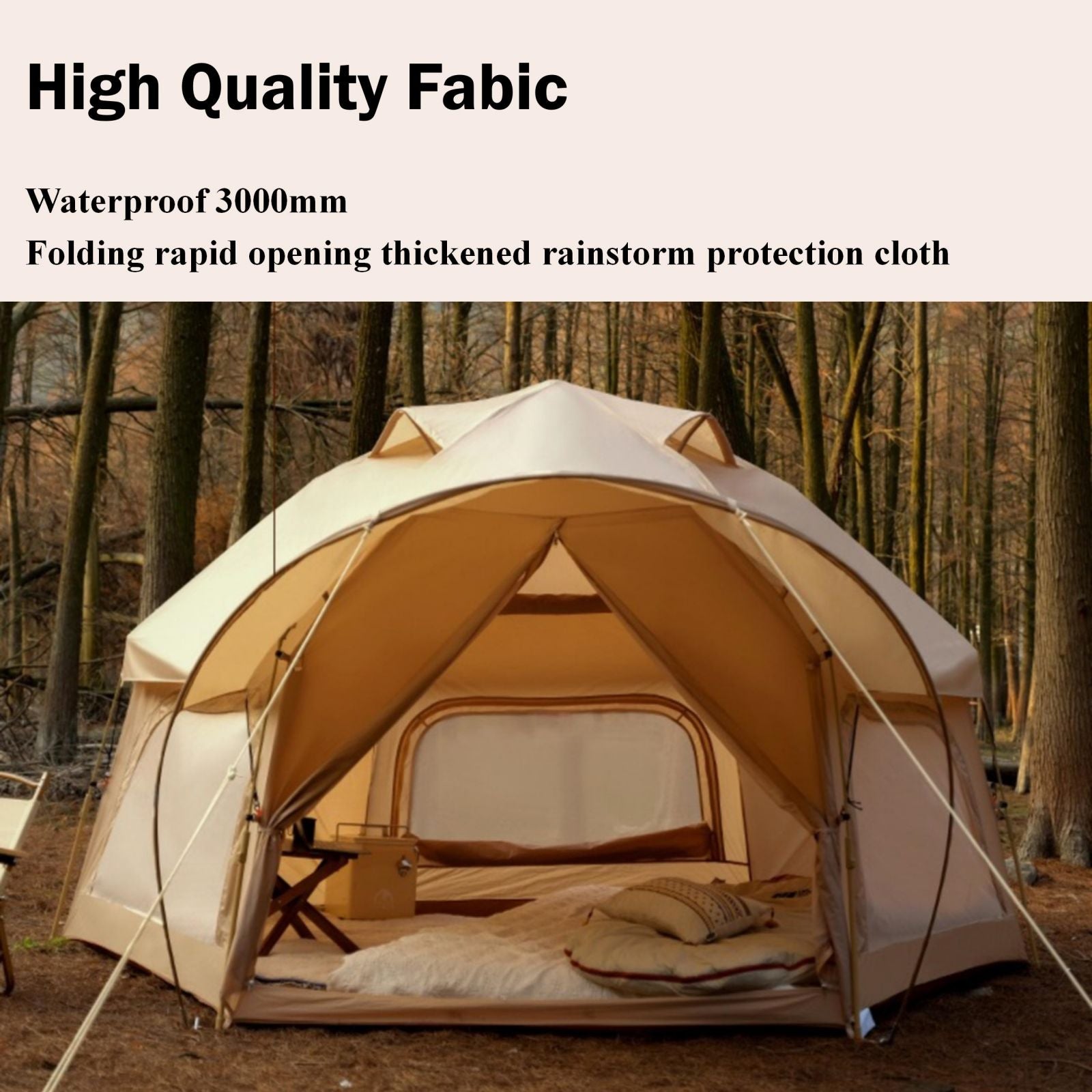 Large Space Luxury Frog Hexagonal Tent 5-8 Person Double Layer - Khaki - SILBERSHELL