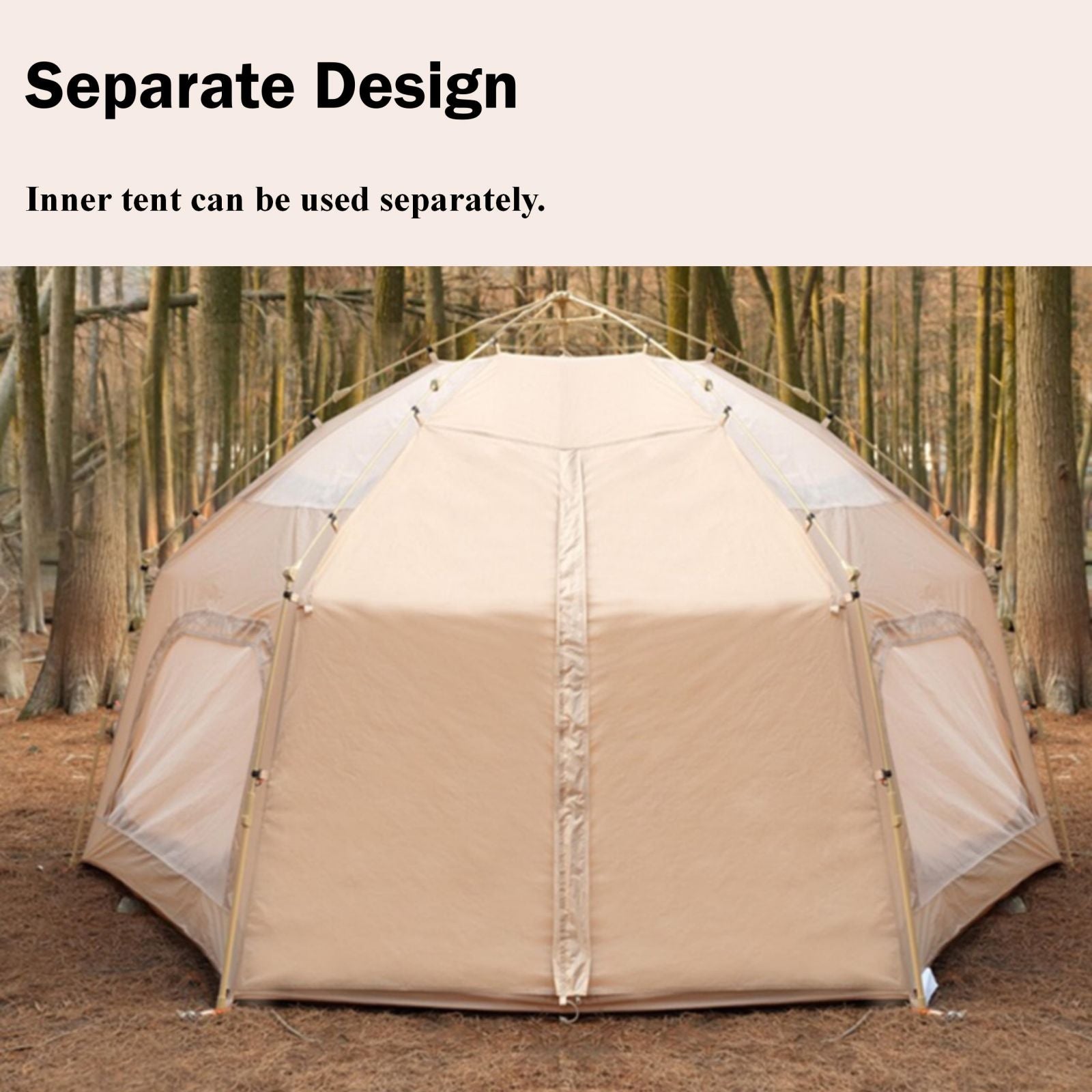 Large Space Luxury Frog Hexagonal Tent 5-8 Person Double Layer - Khaki - SILBERSHELL