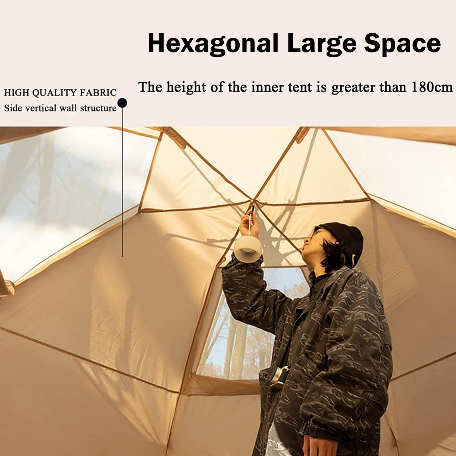 Large Space Luxury Frog Hexagonal Tent 5-8 Person Double Layer - Green - SILBERSHELL